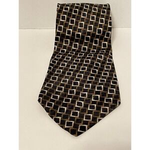 Angelica Men's Tie Silk Geometric Black Brown Cream Business Casual Party Formal
